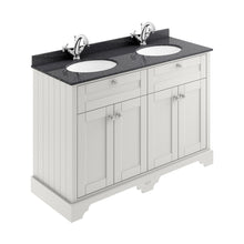 Hudson Reed Old London 1200mm Cabinet & Double Marble Top (1th) Trad Timeless Sand MDF Vinyl Textured Woodgrain 886x1220x470mm - LOF463 - JJ Building Materials