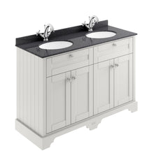Hudson Reed Old London 1200mm Cabinet & Double Marble Top (1th) Trad Timeless Sand MDF Vinyl Textured Woodgrain 886x1220x470mm - LOF463 - JJ Building Materials