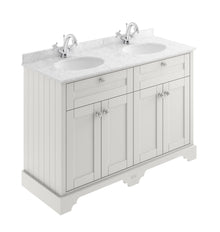 Hudson Reed Old London 1200mm Cabinet & Double Marble Top (1th) Trad Timeless Sand MDF Vinyl Textured Woodgrain 886x1220x470mm - LOF465 - JJ Building Materials
