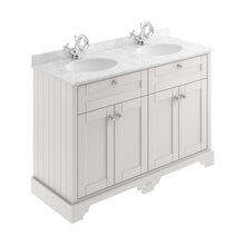 Hudson Reed Old London 1200mm Cabinet & Double Marble Top (1th) Trad Timeless Sand MDF Vinyl Textured Woodgrain 886x1220x470mm - LOF465 - JJ Building Materials