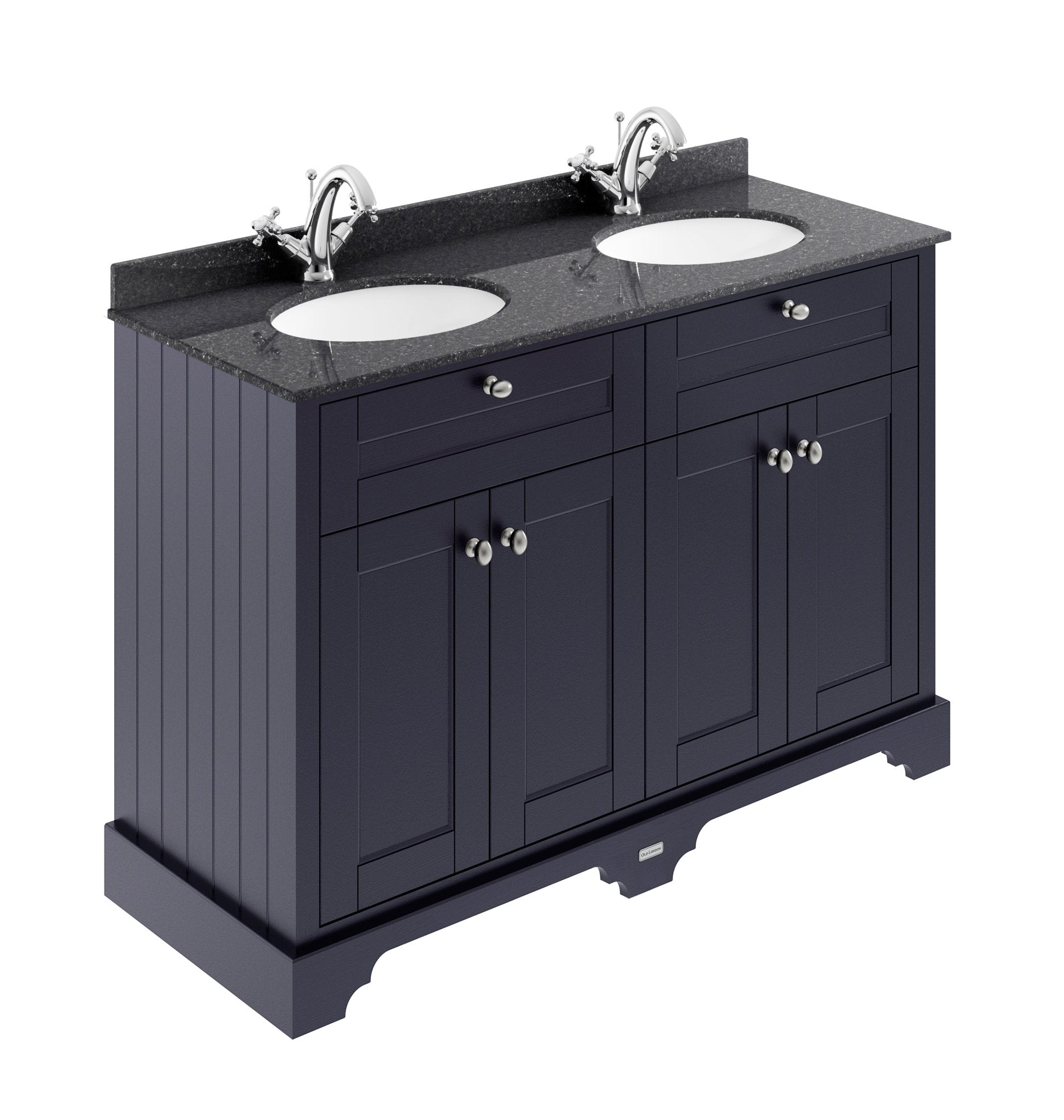 Hudson Reed Old London 1200mm Cabinet & Double Marble Top (1th) Trad Twilight Blue MDF Vinyl Textured Woodgrain 886x1220x470mm - LOF363 - JJ Building Materials