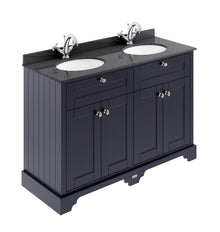 Hudson Reed Old London 1200mm Cabinet & Double Marble Top (1th) Trad Twilight Blue MDF Vinyl Textured Woodgrain 886x1220x470mm - LOF363 - JJ Building Materials
