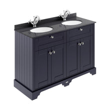 Hudson Reed Old London 1200mm Cabinet & Double Marble Top (1th) Trad Twilight Blue MDF Vinyl Textured Woodgrain 886x1220x470mm - LOF363 - JJ Building Materials