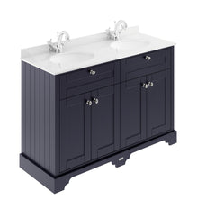 Hudson Reed Old London 1200mm Cabinet & Double Marble Top (1th) Trad Twilight Blue MDF Vinyl Textured Woodgrain 886x1220x470mm - LOF364 - JJ Building Materials
