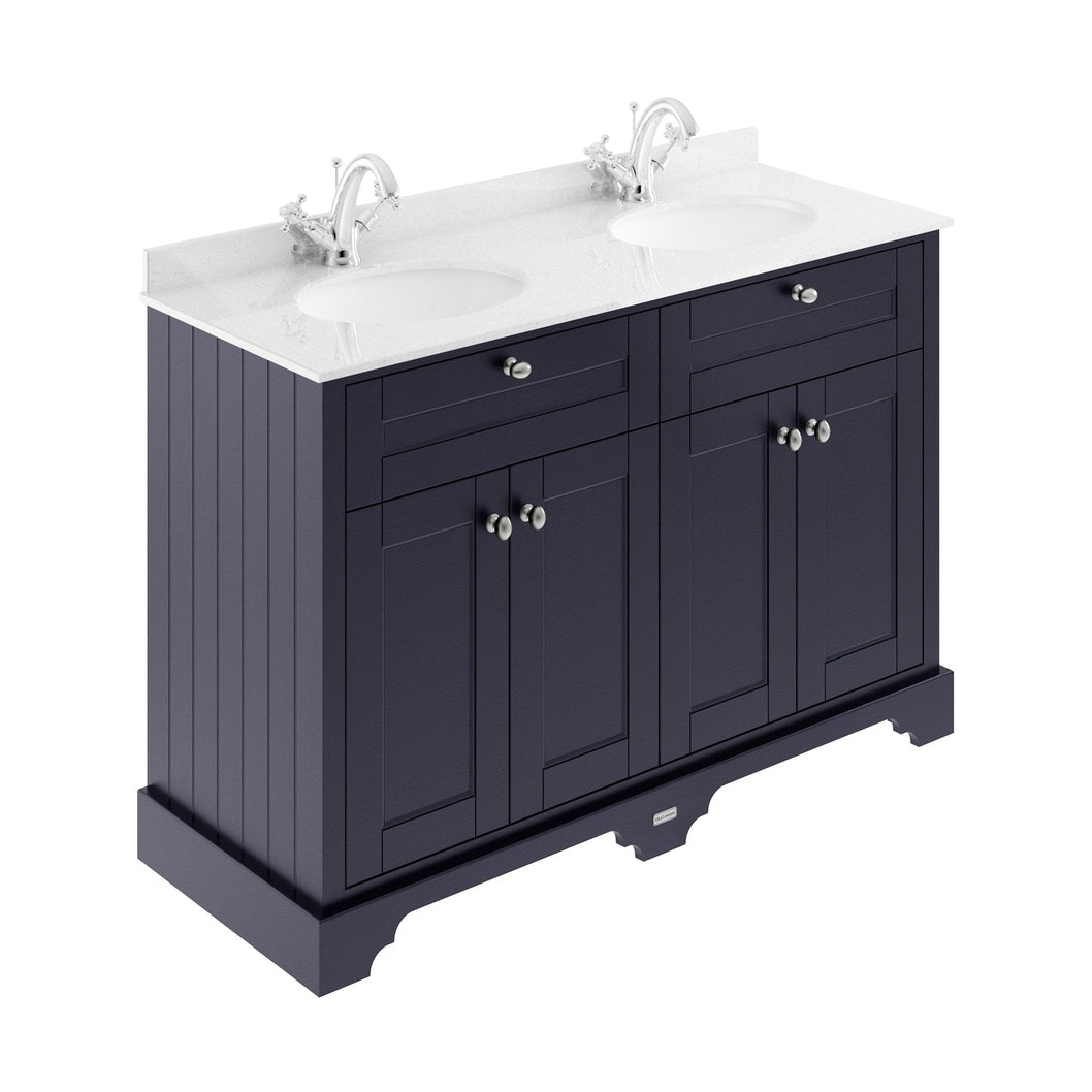 Hudson Reed Old London 1200mm Cabinet & Double Marble Top (1th) Trad Twilight Blue MDF Vinyl Textured Woodgrain 886x1220x470mm - LOF364 - JJ Building Materials