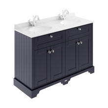 Hudson Reed Old London 1200mm Cabinet & Double Marble Top (1th) Trad Twilight Blue MDF Vinyl Textured Woodgrain 886x1220x470mm - LOF364 - JJ Building Materials