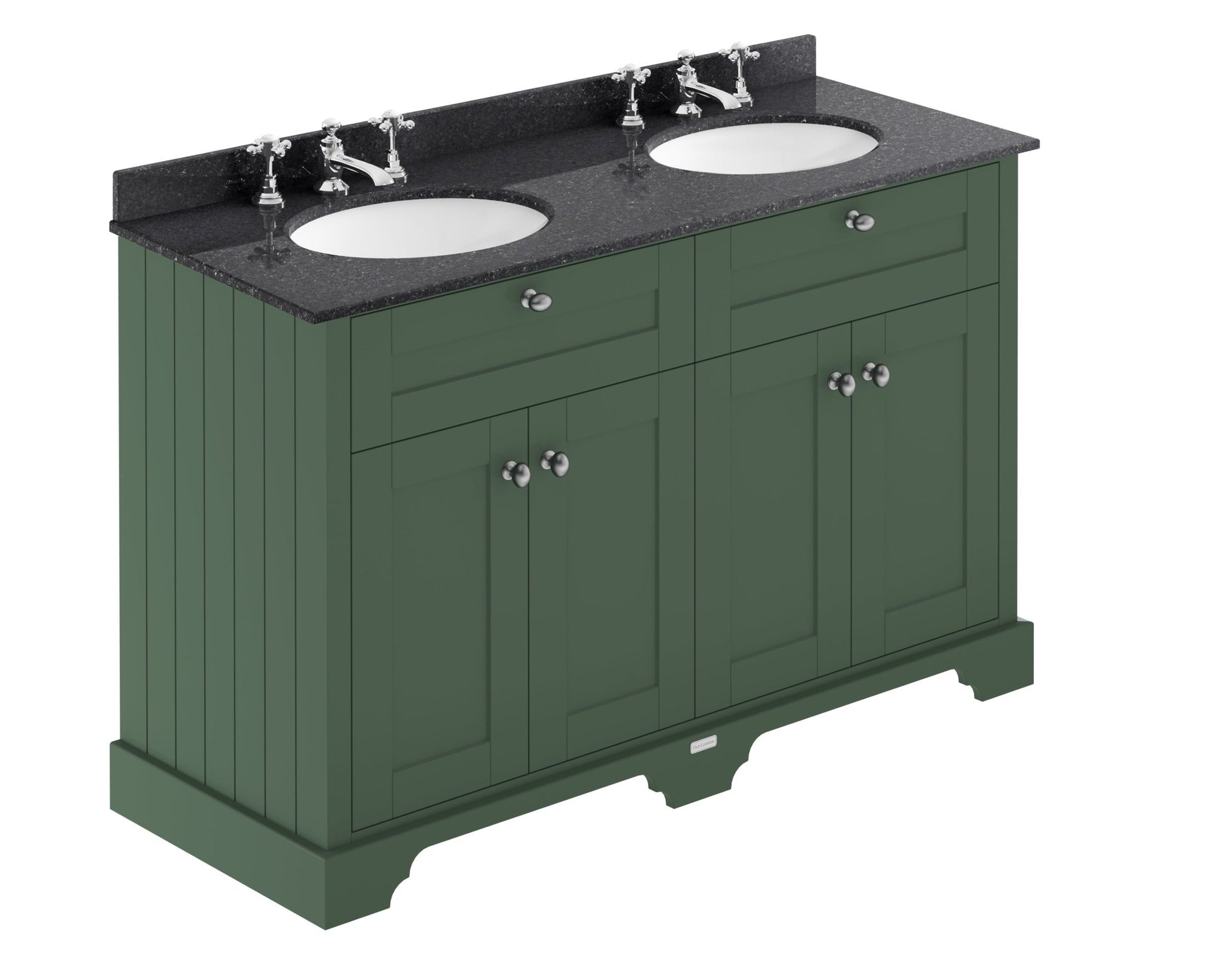 Hudson Reed Old London 1200mm Cabinet & Double Marble Top (3th) Trad Hunter Green MDF Vinyl Smooth Matt 886x1220x470mm - LOF866 - JJ Building Materials