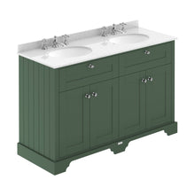 Hudson Reed Old London 1200mm Cabinet & Double Marble Top (3th) Trad Hunter Green MDF Vinyl Smooth Matt 886x1220x470mm - LOF867 - JJ Building Materials