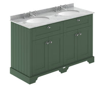 Hudson Reed Old London 1200mm Cabinet & Double Marble Top (3th) Trad Hunter Green MDF Vinyl Smooth Matt 886x1220x470mm - LOF868 - JJ Building Materials