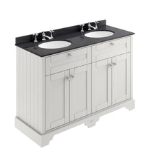 Hudson Reed Old London 1200mm Cabinet & Double Marble Top (3th) Trad Timeless Sand MDF Vinyl Textured Woodgrain 886x1220x470mm - LOF466 - JJ Building Materials