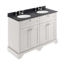 Hudson Reed Old London 1200mm Cabinet & Double Marble Top (3th) Trad Timeless Sand MDF Vinyl Textured Woodgrain 886x1220x470mm - LOF466 - JJ Building Materials