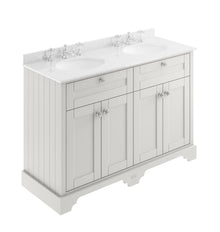 Hudson Reed Old London 1200mm Cabinet & Double Marble Top (3th) Trad Timeless Sand MDF Vinyl Textured Woodgrain 886x1220x470mm - LOF467 - JJ Building Materials