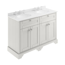 Hudson Reed Old London 1200mm Cabinet & Double Marble Top (3th) Trad Timeless Sand MDF Vinyl Textured Woodgrain 886x1220x470mm - LOF467 - JJ Building Materials