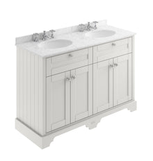 Hudson Reed Old London 1200mm Cabinet & Double Marble Top (3th) Trad Timeless Sand MDF Vinyl Textured Woodgrain 886x1220x470mm - LOF468 - JJ Building Materials