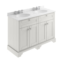 Hudson Reed Old London 1200mm Cabinet & Double Marble Top (3th) Trad Timeless Sand MDF Vinyl Textured Woodgrain 886x1220x470mm - LOF468 - JJ Building Materials
