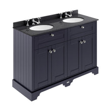 Hudson Reed Old London 1200mm Cabinet & Double Marble Top (3th) Trad Twilight Blue MDF Vinyl Textured Woodgrain 886x1220x470mm - LOF366 - JJ Building Materials