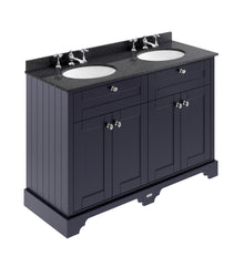 Hudson Reed Old London 1200mm Cabinet & Double Marble Top (3th) Trad Twilight Blue MDF Vinyl Textured Woodgrain 886x1220x470mm - LOF366 - JJ Building Materials