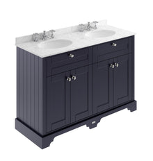 Hudson Reed Old London 1200mm Cabinet & Double Marble Top (3th) Trad Twilight Blue MDF Vinyl Textured Woodgrain 886x1220x470mm - LOF368 - JJ Building Materials