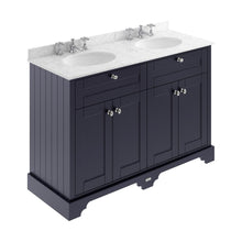 Hudson Reed Old London 1200mm Cabinet & Double Marble Top (3th) Trad Twilight Blue MDF Vinyl Textured Woodgrain 886x1220x470mm - LOF368 - JJ Building Materials