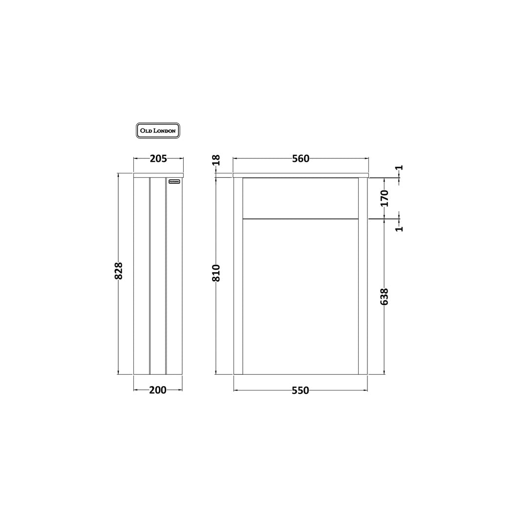 Hudson Reed Old London 550mm Wc Unit Trad Hunter Green MDF Vinyl Smooth Matt 828x560x205mm - JJ Building Materials