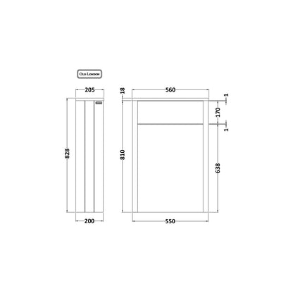 Hudson Reed Old London 550mm Wc Unit Trad Storm Grey MDF Vinyl Textured Woodgrain 828x560x205mm - JJ Building Materials