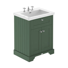 Hudson Reed Old London 600mm 2-door Unit & Contemp Fireclay Basin 3th Trad Hunter Green Fireclay,MDF Vinyl Smooth Matt 462x813x855mm - JJ Building Materials