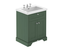 Hudson Reed Old London 600mm 2 - door Unit & Contemp Fireclay Basin 3th Trad Hunter Green Fireclay,MDF Vinyl Smooth Matt 462x813x855mm - JJ Building Materials