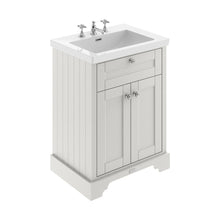 Hudson Reed Old London 600mm 2-door Unit & Contemp Fireclay Basin 3th Trad Timeless Sand Fireclay,MDF Vinyl Textured Woodgrain 462x813x855mm - JJ Building Materials