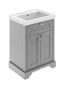 Hudson Reed Old London 600mm 2 - door Vanity & Classic Basin 0th Trad Storm Grey MDF Vinyl Textured Woodgrain 875x630x855mm - JJ Building Materials