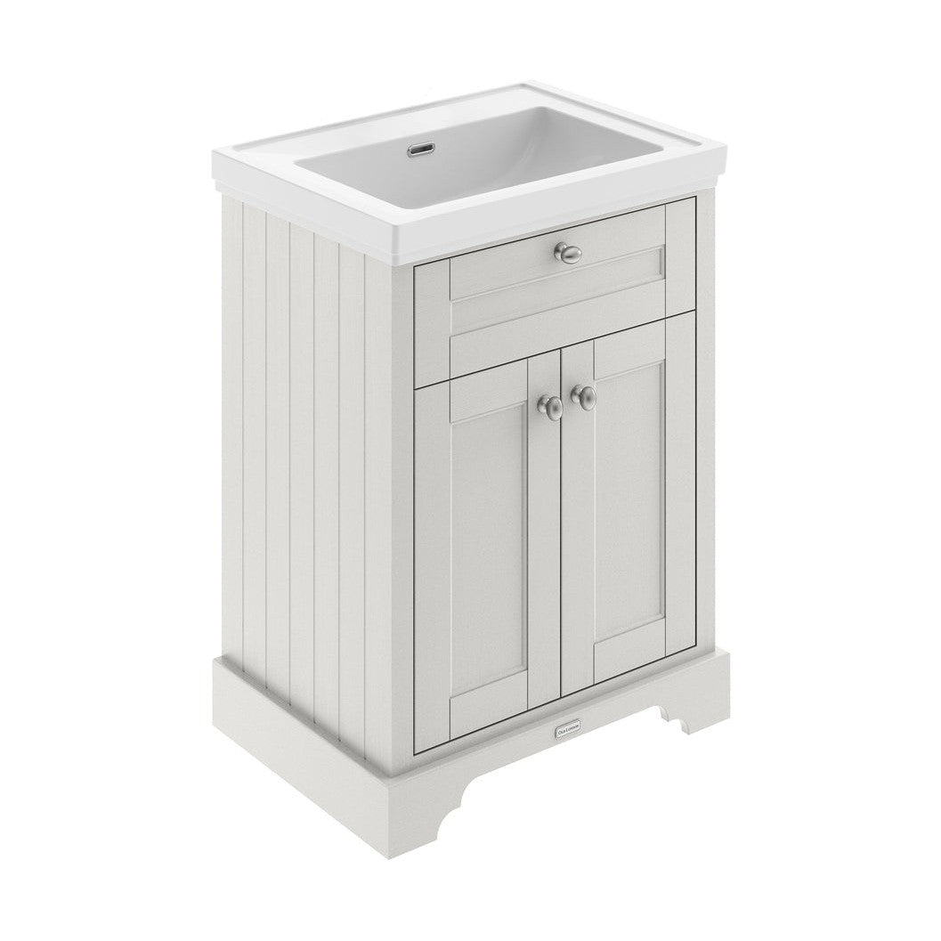 Hudson Reed Old London 600mm 2-door Vanity & Classic Basin 0th Trad Timeless Sand MDF Vinyl Textured Woodgrain 875x630x471mm - JJ Building Materials