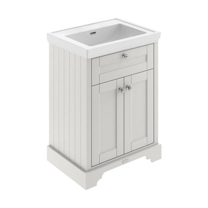 Hudson Reed Old London 600mm 2-door Vanity & Classic Basin 0th Trad Timeless Sand MDF Vinyl Textured Woodgrain 875x630x471mm - JJ Building Materials