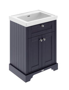Hudson Reed Old London 600mm 2 - door Vanity & Classic Basin 0th Trad Twilight Blue MDF Vinyl Textured Woodgrain 875x630x471mm - JJ Building Materials