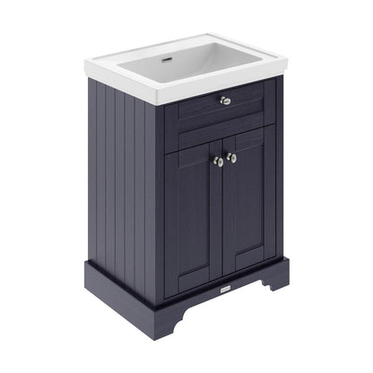 Hudson Reed Old London 600mm 2-door Vanity & Classic Basin 0th Trad Twilight Blue MDF Vinyl Textured Woodgrain 875x630x471mm - JJ Building Materials