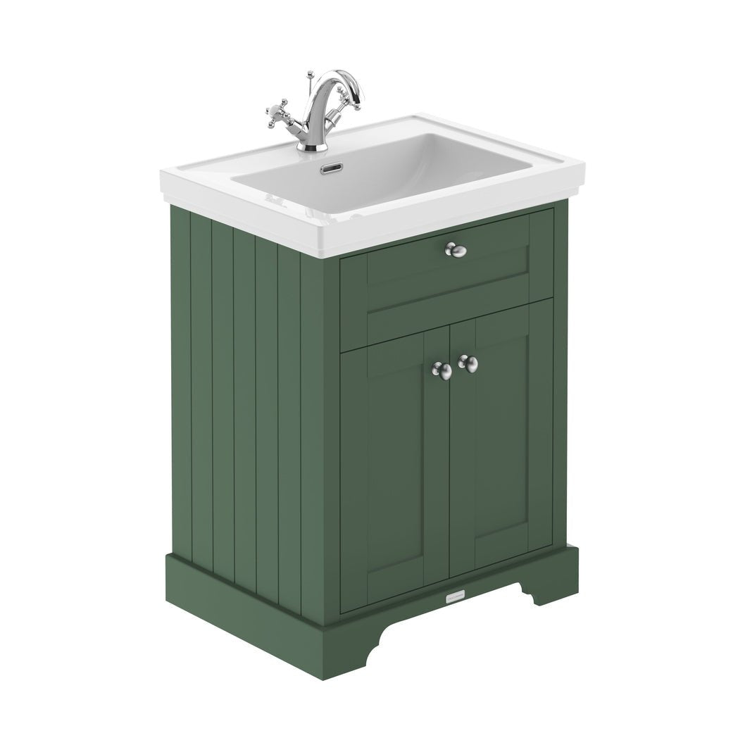 Hudson Reed Old London 600mm 2-door Vanity & Classic Basin 1th Trad Hunter Green MDF Vinyl Smooth Matt 875x630x471mm - JJ Building Materials