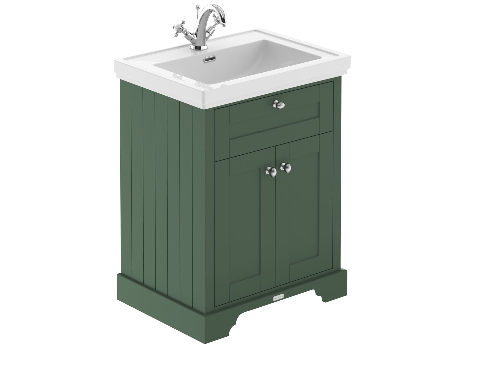 Hudson Reed Old London 600mm 2 - door Vanity & Classic Basin 1th Trad Hunter Green MDF Vinyl Smooth Matt 875x630x471mm - JJ Building Materials