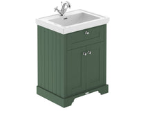 Hudson Reed Old London 600mm 2 - door Vanity & Classic Basin 1th Trad Hunter Green MDF Vinyl Smooth Matt 875x630x471mm - JJ Building Materials