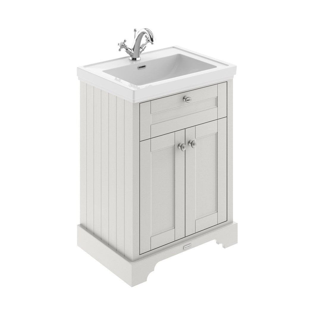 Hudson Reed Old London 600mm 2-door Vanity & Classic Basin 1th Trad Timeless Sand MDF Vinyl Textured Woodgrain 875x630x471mm - JJ Building Materials