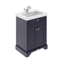 Hudson Reed Old London 600mm 2-door Vanity & Classic Basin 1th Trad Twilight Blue MDF Vinyl Textured Woodgrain 875x630x471mm - JJ Building Materials