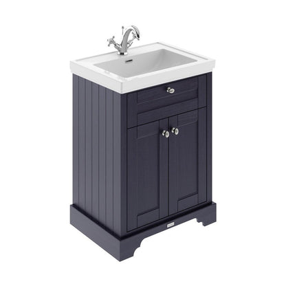 Hudson Reed Old London 600mm 2-door Vanity & Classic Basin 1th Trad Twilight Blue MDF Vinyl Textured Woodgrain 875x630x471mm - JJ Building Materials
