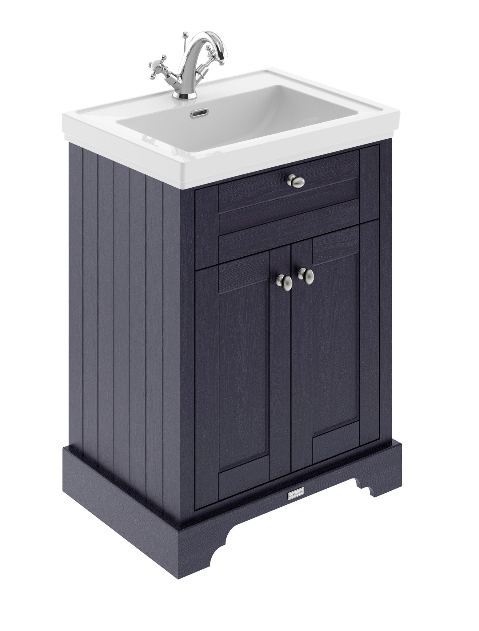 Hudson Reed Old London 600mm 2 - door Vanity & Classic Basin 1th Trad Twilight Blue MDF Vinyl Textured Woodgrain 875x630x471mm - JJ Building Materials