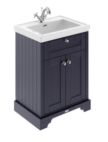 Hudson Reed Old London 600mm 2 - door Vanity & Classic Basin 1th Trad Twilight Blue MDF Vinyl Textured Woodgrain 875x630x471mm - JJ Building Materials