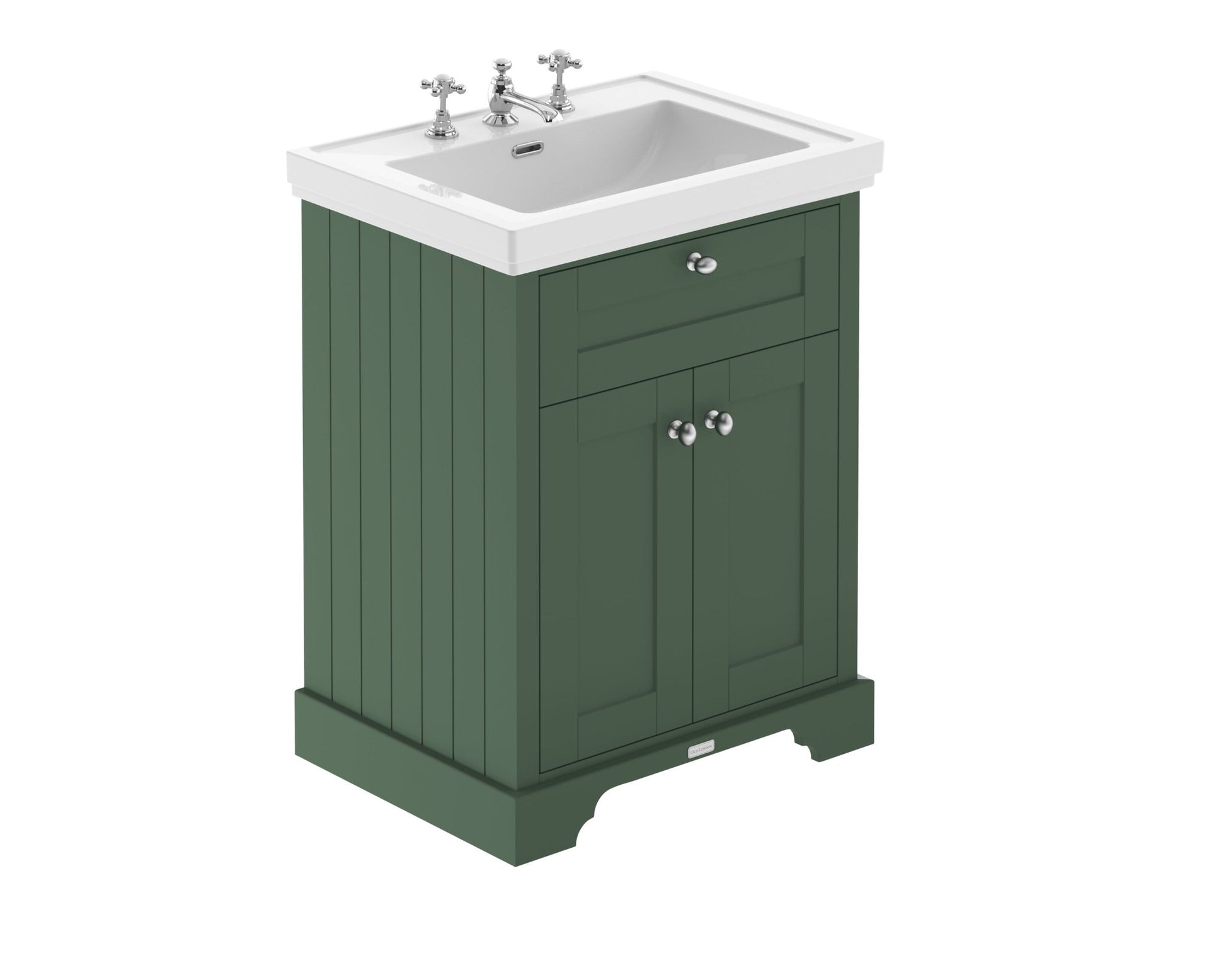Hudson Reed Old London 600mm 2 - door Vanity & Classic Basin 3th Trad Hunter Green MDF Vinyl Smooth Matt 875x630x471mm - JJ Building Materials