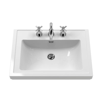 Hudson Reed Old London 600mm 2-door Vanity & Classic Basin 3th Trad Timeless Sand MDF Vinyl Textured Woodgrain 875x630x471mm - JJ Building Materials