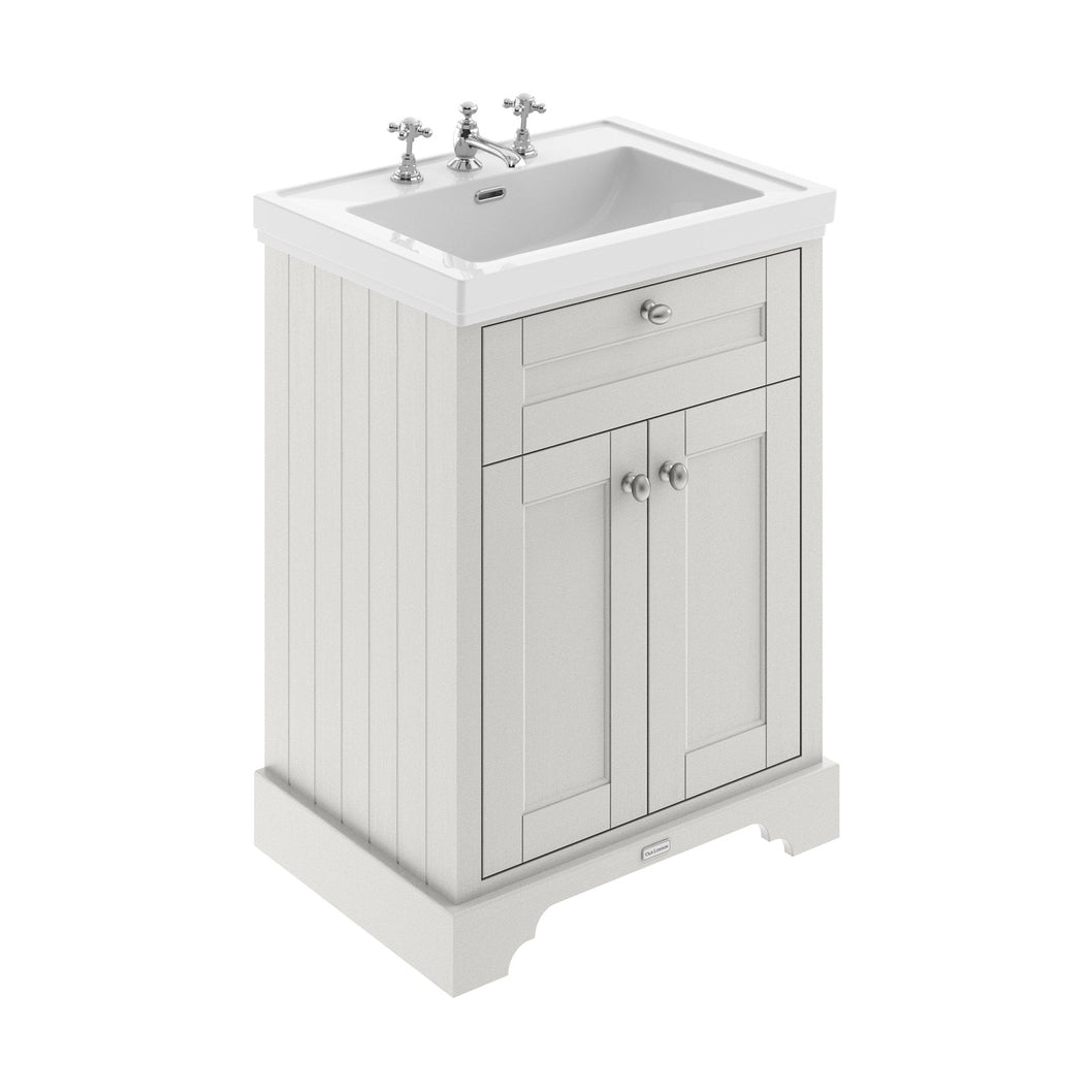 Hudson Reed Old London 600mm 2-door Vanity & Classic Basin 3th Trad Timeless Sand MDF Vinyl Textured Woodgrain 875x630x471mm - JJ Building Materials