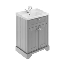 Hudson Reed Old London 600mm Cabinet & Basin (1th) Trad Storm Grey MDF Vinyl Textured Woodgrain 868x620x470mm - JJ Building Materials