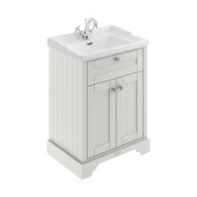 Hudson Reed Old London 600mm Cabinet & Basin (1th) Trad Timeless Sand MDF Vinyl Textured Woodgrain 868x620x470mm - JJ Building Materials