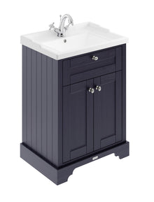 Hudson Reed Old London 600mm Cabinet & Basin (1th) Trad Twilight Blue MDF Vinyl Textured Woodgrain 868x620x470mm - JJ Building Materials