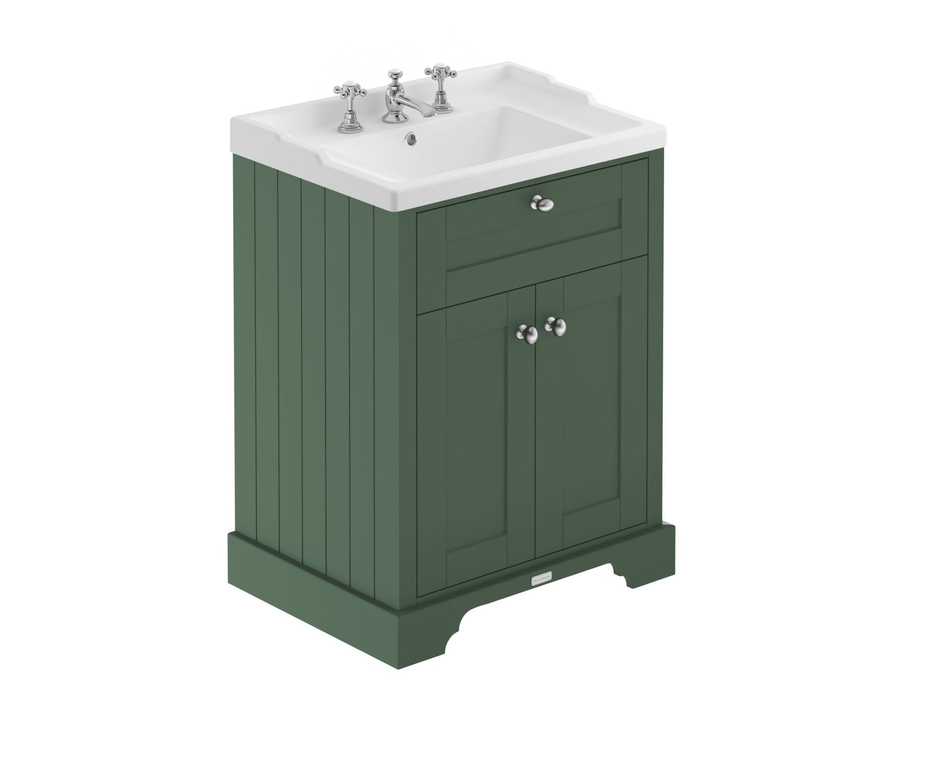 Hudson Reed Old London 600mm Cabinet & Basin (3th) Trad Hunter Green MDF Vinyl Smooth Matt 868x620x470mm - JJ Building Materials