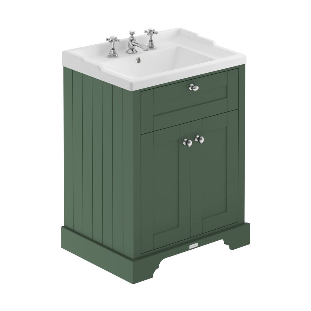 Hudson Reed Old London 600mm Cabinet & Basin (3th) Trad Hunter Green MDF Vinyl Smooth Matt 868x620x470mm - JJ Building Materials