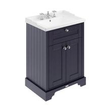 Hudson Reed Old London 600mm Cabinet & Basin (3th) Trad Twilight Blue MDF Vinyl Textured Woodgrain 868x620x470mm - JJ Building Materials